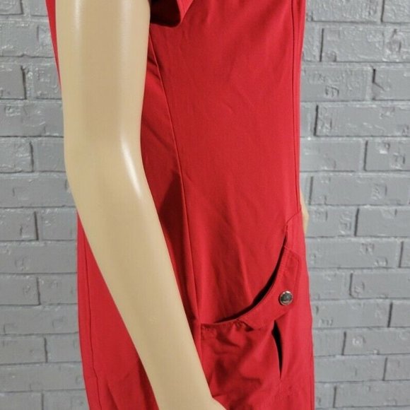 Chico's Zenergy Red Dress Short Tab Sleeve Pockets Size 0 - Picture 3 of 8